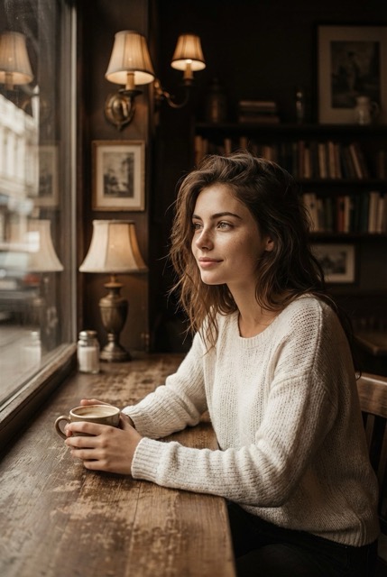 Warm Vintage Cafe Reflection